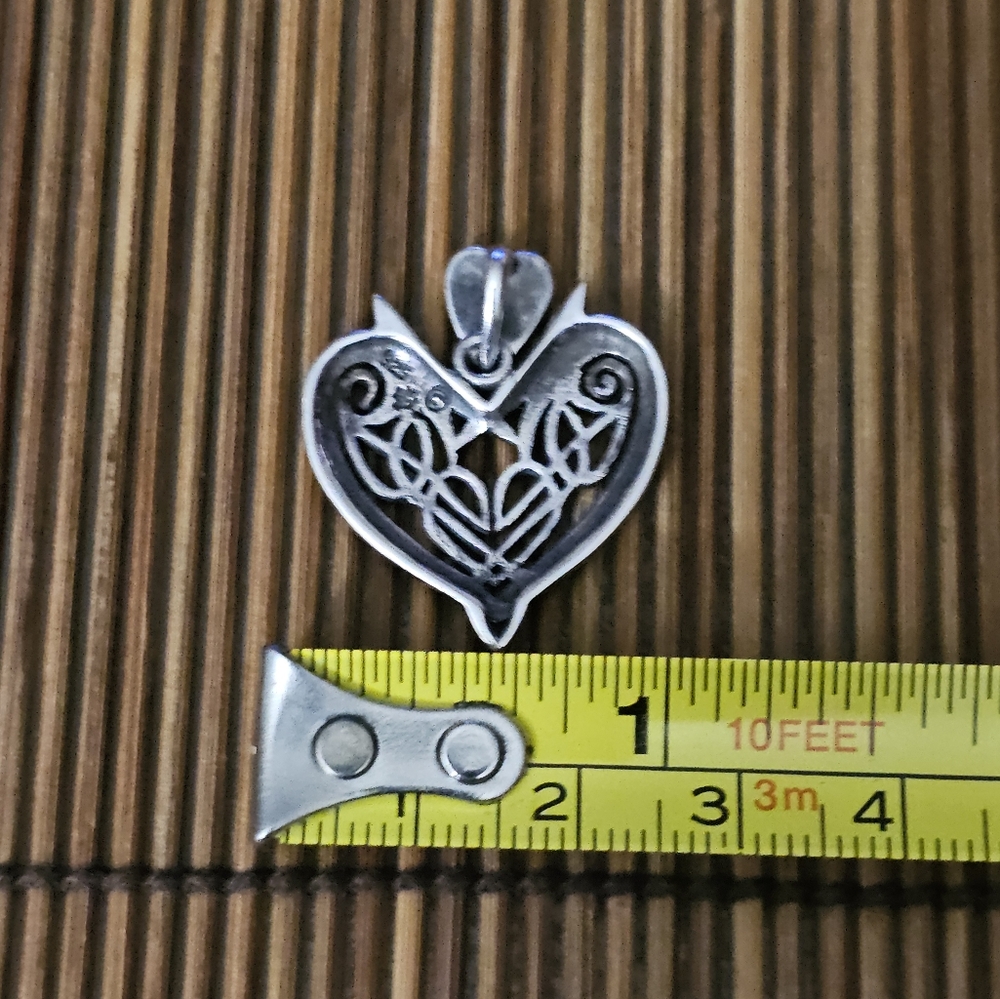 925 Celtic Heart Silver Pendant (Vintage) - Picture 9 of 10